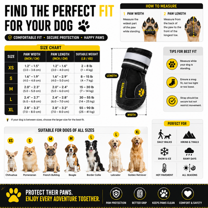 Water-Resistant Dog Boots & Paw Protectors – Anti-Slip Shoes for Hot Pavement, Snow, Rain & Outdoor Adventures