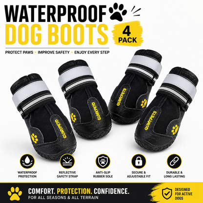 Water-Resistant Dog Boots & Paw Protectors – Anti-Slip Shoes for Hot Pavement, Snow, Rain & Outdoor Adventures