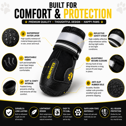 Water-Resistant Dog Boots & Paw Protectors – Anti-Slip Shoes for Hot Pavement, Snow, Rain & Outdoor Adventures