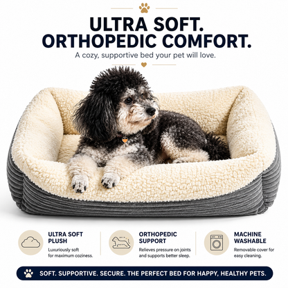 Self-Warming Pet Bed for Cats & Small Dogs – Ultra-Soft Thermal Sleeping Bed with Non-Slip Base, Cozy Sherpa Fleece Cushion