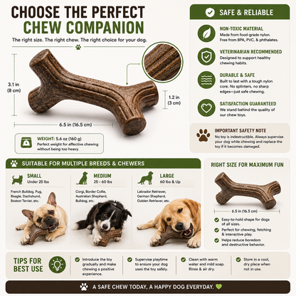 MapleStick™ Durable Real Wood Dog Chew Toy – Long-Lasting Natural Maple Chew for Aggressive Chewers (Large Size)