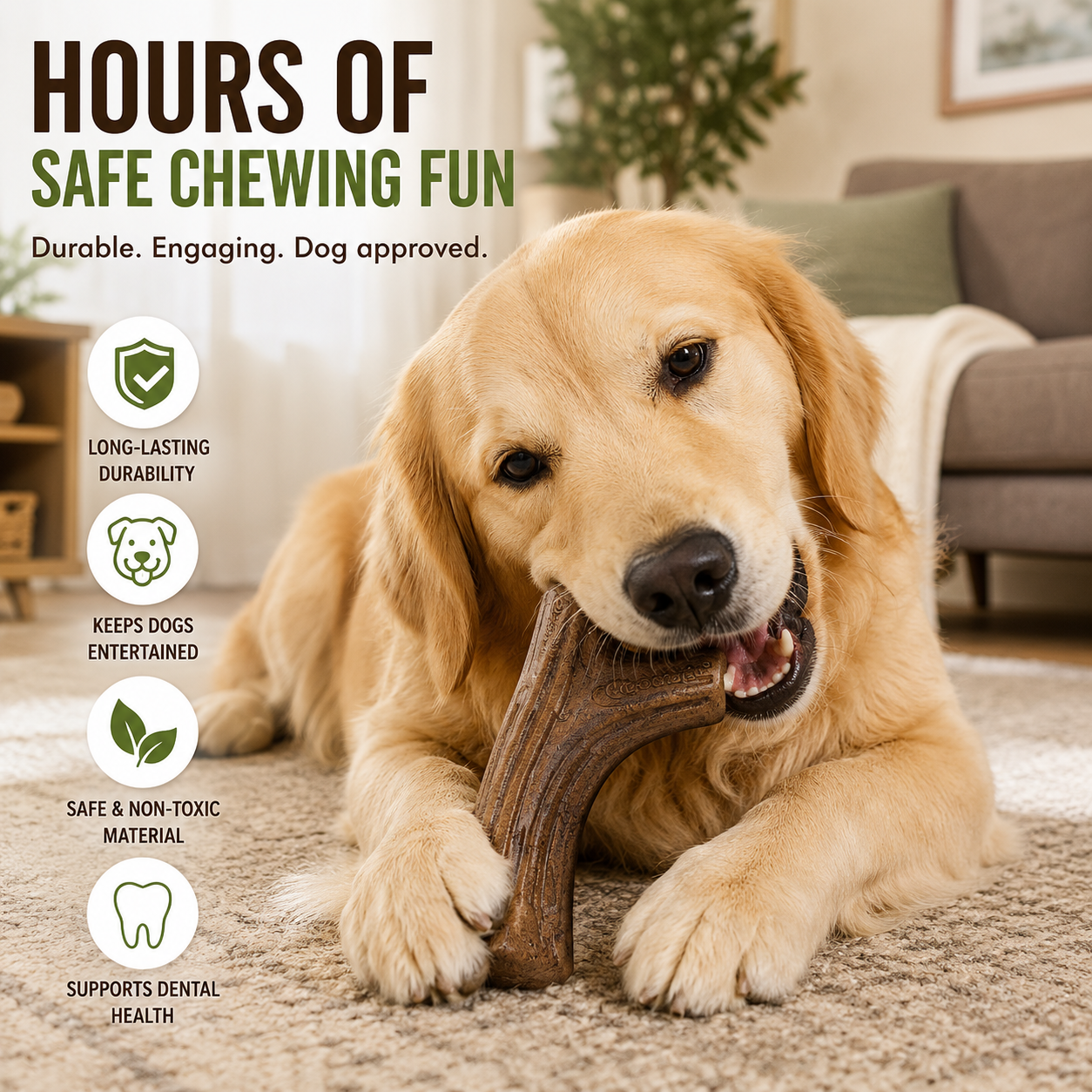 MapleStick™ Durable Real Wood Dog Chew Toy – Long-Lasting Natural Maple Chew for Aggressive Chewers (Large Size)
