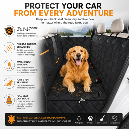 Premium Waterproof Dog Car Seat Cover Hammock – Heavy-Duty Back Seat Protector with Mesh Window, Side Flaps & Non-Slip Design