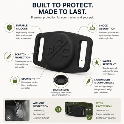 AirTag Pet Collar Holder – Secure Silicone GPS Tracker Mount for Dogs & Cats | Durable, Lightweight & No Monthly Fees