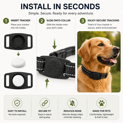 AirTag Pet Collar Holder – Secure Silicone GPS Tracker Mount for Dogs & Cats | Durable, Lightweight & No Monthly Fees