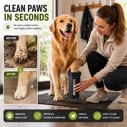 MudBuster™ Dog Paw Cleaner Cup – Portable Mud & Dirt Remover with Soft Silicone Bristles for Clean Paws Anytime