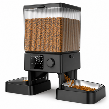 Automatic Cat Feeder for 2 Cats – 5L Timed Food Dispenser with Dual Bowls, Portion Control & Voice Recorder