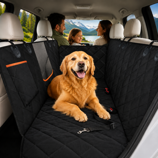 Premium Waterproof Dog Car Seat Cover Hammock – Heavy-Duty Back Seat Protector with Mesh Window, Side Flaps & Non-Slip Design